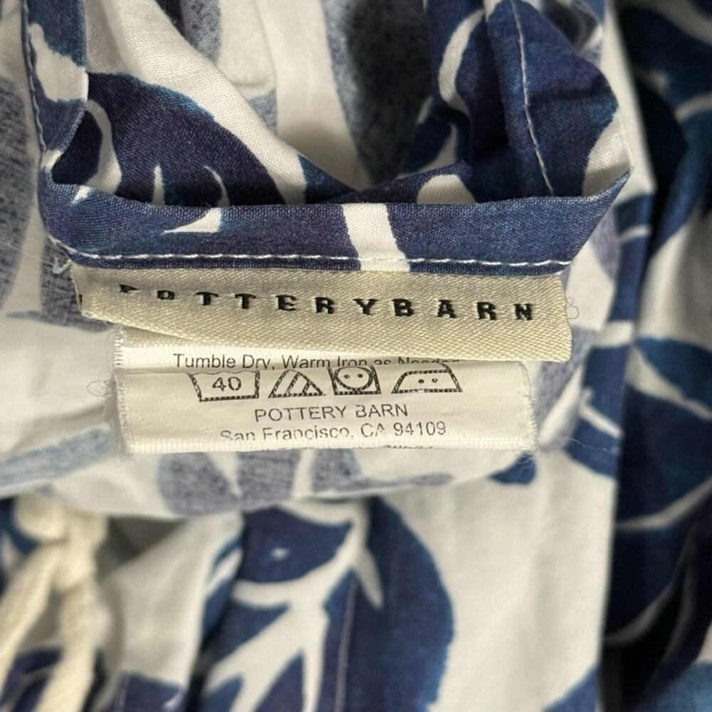 Pottery Barn Botanical Rae King Size Duvet Cotton Bedding Tropical Print Blue - Picture 7 of 7
